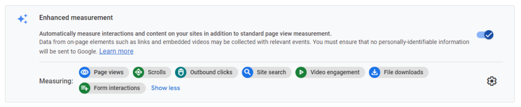 google analytics enhanced measurement turned on