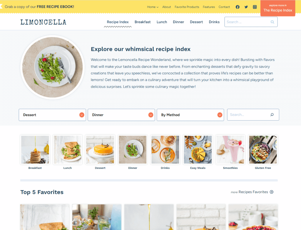 limoncella theme recipe index